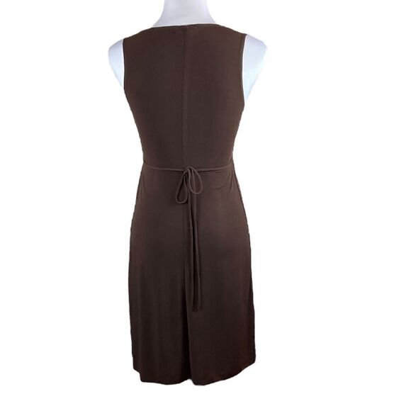 Peep Studio Brown Sleeveless Dress With Contrast At Waist, Size S - Picture 2 of 6